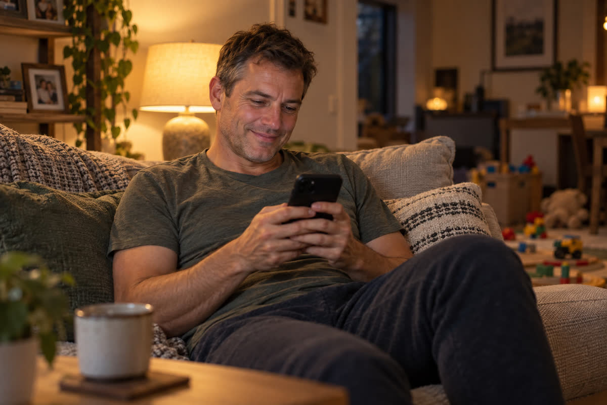 A client opening the app at his kitchen table.